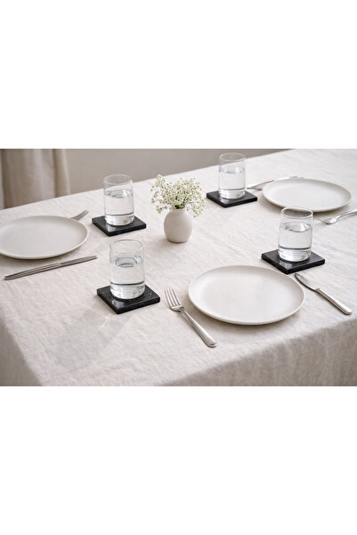 SIRÉ Studio Set of 4 Black Marble Coasters 10X10 cm – Natural Stone, Minimal & Timeless Design