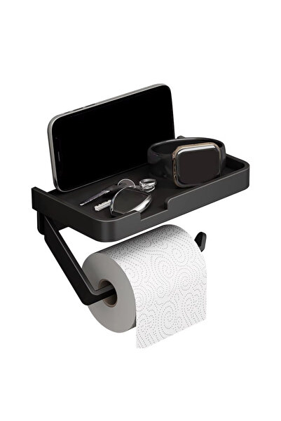 zola Toilet paper holder, stainless steel, black, 18.5 x 9.1 x 2 cm