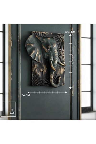İki Yedi Konsept Branimir 773 Majestic Elephant Kabartmalı Fil Duvar Pano Tab...