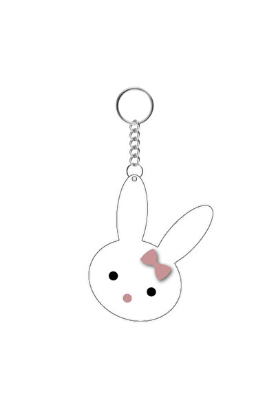 DRN DİZAYN Sevimli Tavşan Anahtarlık – Lazer Kesim MDF Çanta & Anahtar Süsü