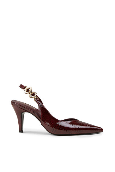 Deery Women's Burgundy with Gold Accessories Heeled Shoes