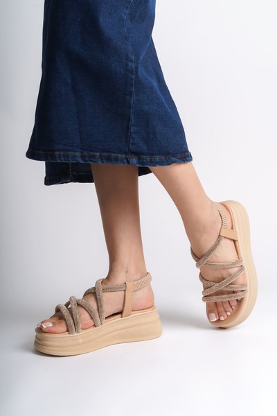 pabucmarketi Elastic Stone Women's Flat Shoes Sandals