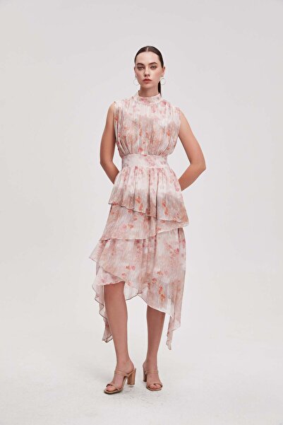 Livia فستان ميدي بدون أكمام بخصر عالٍ منقوش