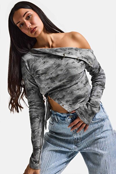 it's basic Ženska siva w5 asimetrična kroj specijalni dizajn Skraćeni kroj top