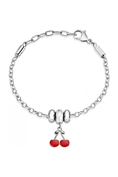 MORELLATO Drops bracelet, silver stainless steel, cherries, length 17+3 cm, S...