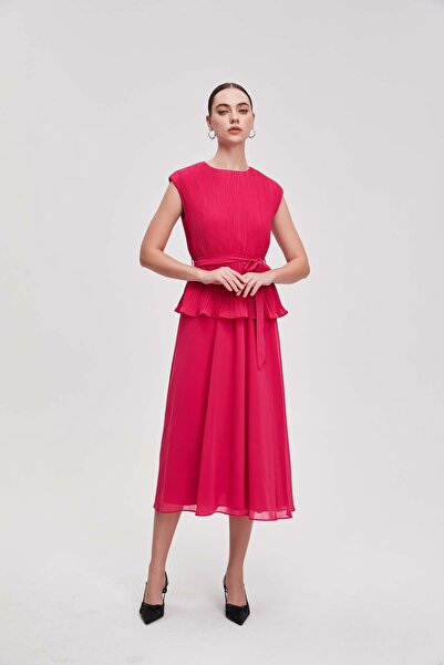Nichii High-waist sleeveless plain midi dress