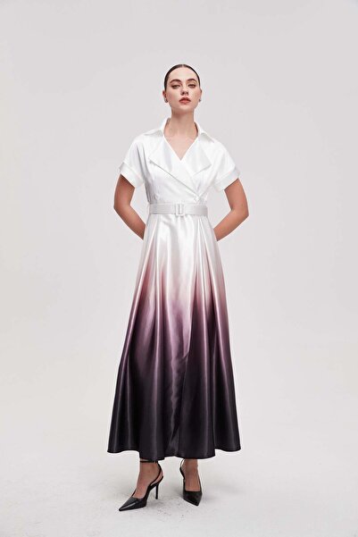 Livia فستان ماكسي مطبوع بأكمام قصيرة وخصر عالٍ