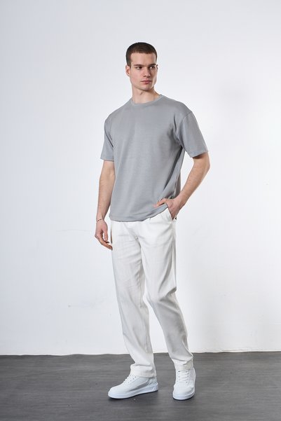 Mesfeno Modal Kumaş Oversize Sıfır Yaka T-Shirt