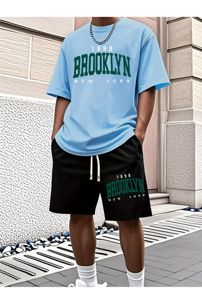 Flow touch Brokleyn shorts t-shirt - shorts bottom top tracksuit set Printed ...