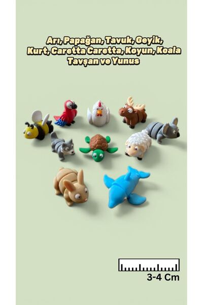 3D Ekspres 10 Parçalı Mini Hareketli Hayvan Figürleri Eğitici ve Dekoratif Se...