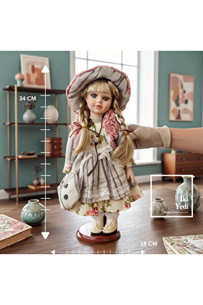 İki Yedi Konsept Katarina 774 Vintage Tarz Dekoratif Porselen Yüzlü Bebek 34 ...