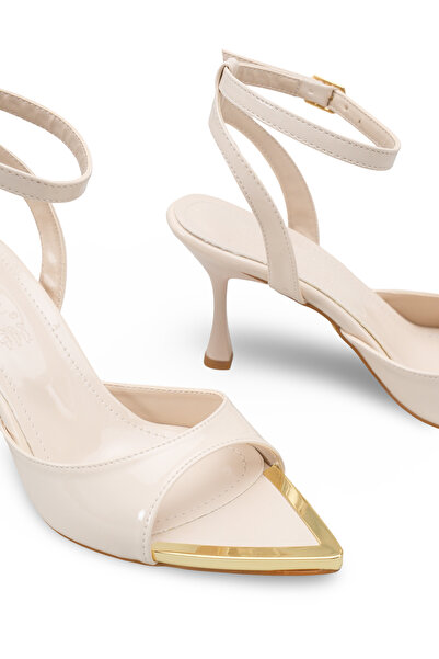 Riccon Women's Heeled Shoes 00121017 Beige Patent Leather