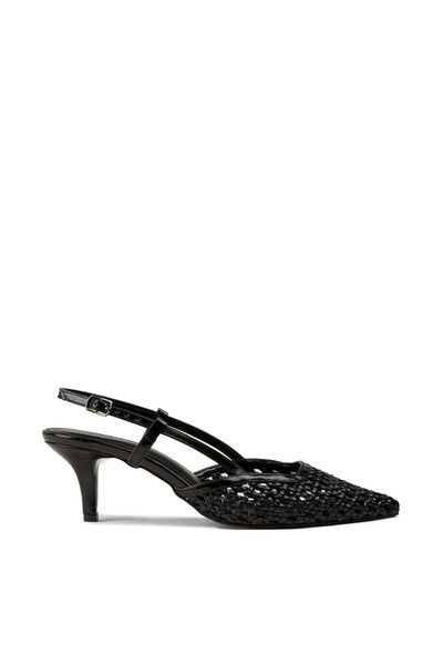 Deery Women's Black Knitted Patterned Stripes Heeled Shoes