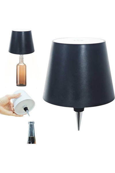 bakgelal Dekoratif LED Şişe Lambası Başlığı Siyah – Şişeye Takılan Abajur Apa...