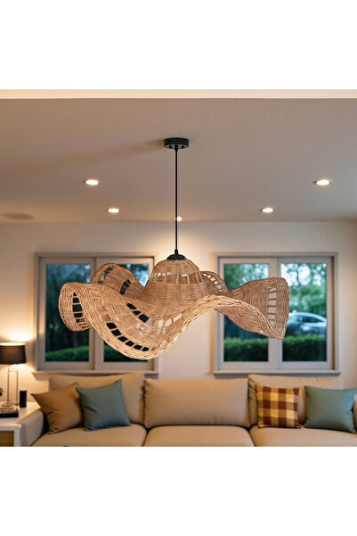 SEÇİL Rattan El Yapımı Rustik Avize