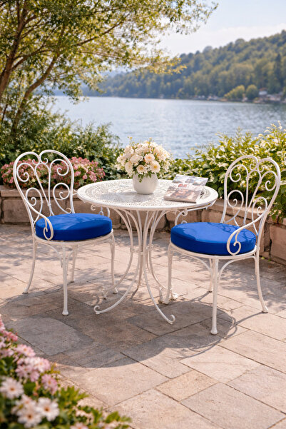 Home Round Blue Chair Mi̇nde Leather Üks Evi̇m (1 Piece)