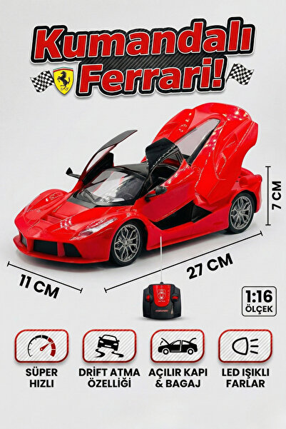craftivio Uzaktan Kumandalı Işıklı Spor Araba - 1:16 Büyük Boy Açılır Kapı ve...
