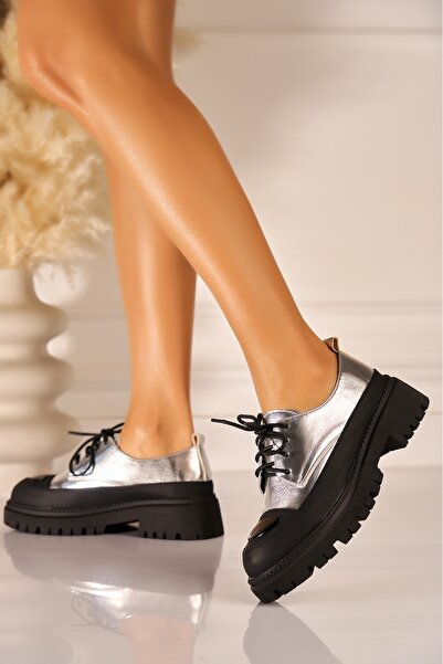 Joana Platforme Maeve pentru femei, din piele vegană, argintii