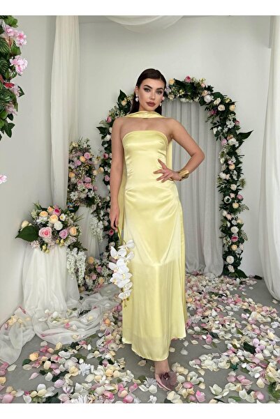 conconmoda Ulsez Straplez Şal Detaylı Elbise