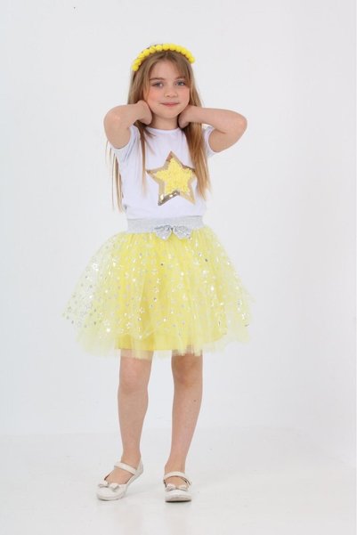 SEVİL GÖSTERİ & OKUL KIYAFETLERİ 23 April Show Outfit Girls' Yellow Skirted S...