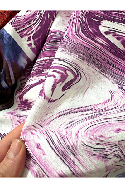 podyum baskı Purple Wavy Dabil Fabric Dress, Shalwar, Skirt, Blouse and Shirt...