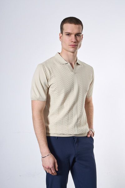 Mesfeno Κανονική εφαρμογή Με σχέδιο Πλεκτό μπλουζάκι πόλο