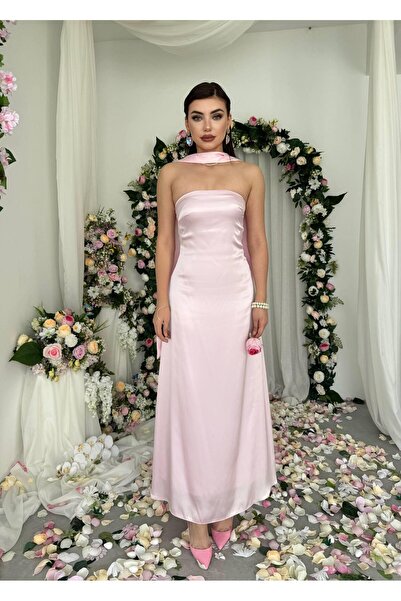 conconmoda Ulsez Straplez Şal Detaylı Elbise