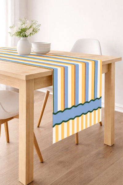 RİTMOHOME Žuta, Plava, Morska, More, Prugasto, Sa deznom, Šarena, 40x140 Stol...