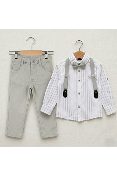 Efbey kids Boy's Holiday Suit Striped Stylish Combination with Shirt, Bow Tie...