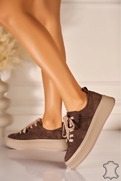 Joana Brown Suede Sneakers Glenda, Size 39