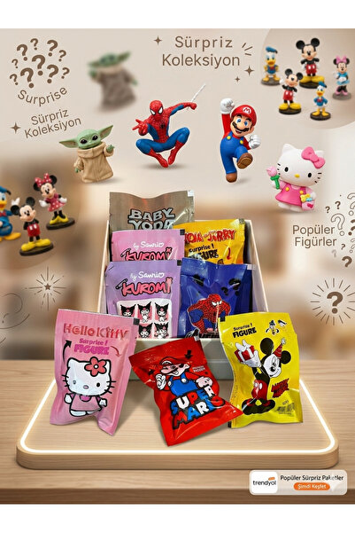 HEDİYEVİM Sürpriz Figür kutusu 8 farklı figür paketi Hello Kitty Kuromi marvel