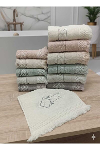 Durul Arguvan Mother and Daughter Towel Set 12 Pieces (6 Pieces 50*90 + 6 Pie...