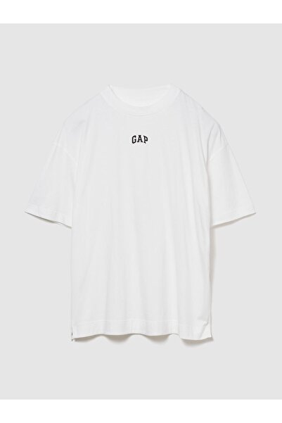 GAP Kadın Beyaz Organik Pamuk VintageSoft Athletic Logo Tunik T-Shirt