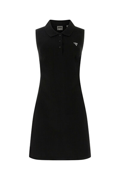 Guess Rochie neagră Silvy cu mânecă scurtă și guler polo pentru femei V6GK09K...