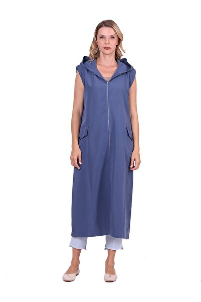 Invee Смугастий тренч-жилет ІНДІГО