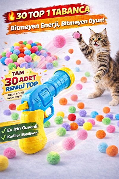 HAYHAYPETSHOP İnteraktif Kedi Köpek Oyuncağı Peluş Top Fırlatan Oyun Tabanca ...