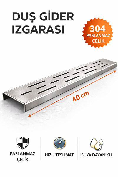 DESIPHON 40 cm Lineer Duş Gider Izgarası 304 Paslanmaz Çelik 5 cm Genişlik Üs...