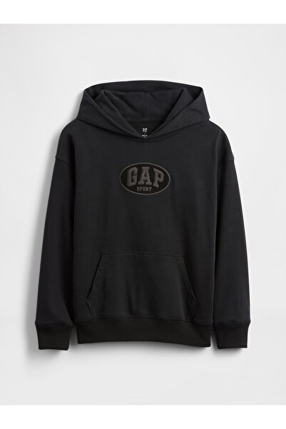 GAP Erkek Çocuk Siyah VintageSoft Terry Sport Logo Sweatshirt
