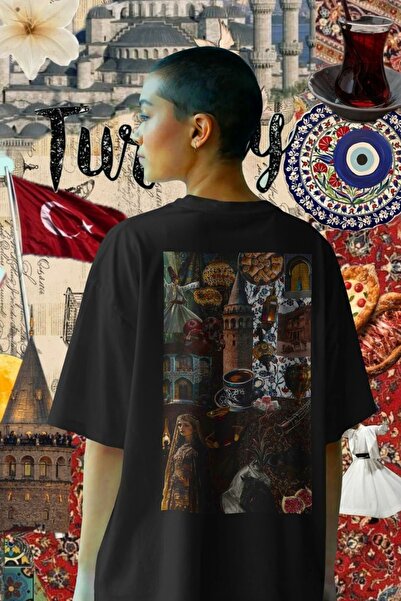 Ninkasiwear Türkiye Unisex Oversize 24/1 Pamuk Tişört - Özel Yaka Baskılı