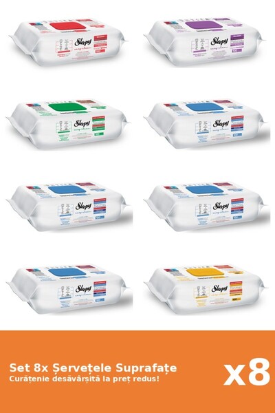 Sleepy Set of 8 Sleepy Surface Wipes: Orchid Garden, White Soap, Classic, Bleach