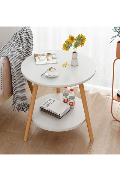 Generic Modern Round Side Table with Shelf - 60x52 CM