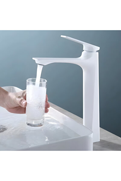 BiXXBi Baterie Lavoar Inalta Bath X, Montaj pe Blat, Finisaj Alb Mat