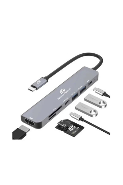 PHONELAND Phone Planet Multifunction HUB 7in1 Type-C-Gray