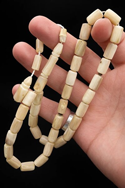 Cemhan Göksal سبحة من قرون الكبش 8x13 مم مع نظام قطع أسطواني وشرابة 36 سم 43 ...