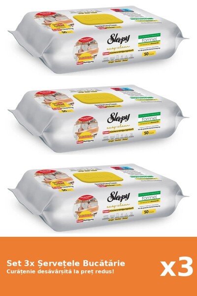 Sleepy Set of 3 Sleepy Kitchen Napkins, Classic