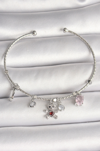 online kapsulavm avm alışveriş Brass Silver Color Hanging Zircon Stone Teddy ...