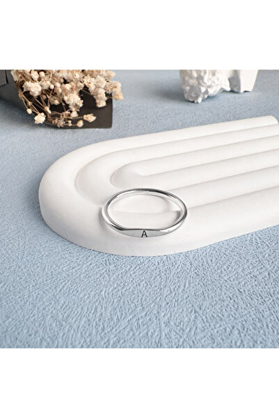 MirariTakıAtölyesi 925 Ayar Gümüş Kişiye Özel Harfli Yüzük 2 mm İnce Minimal ...