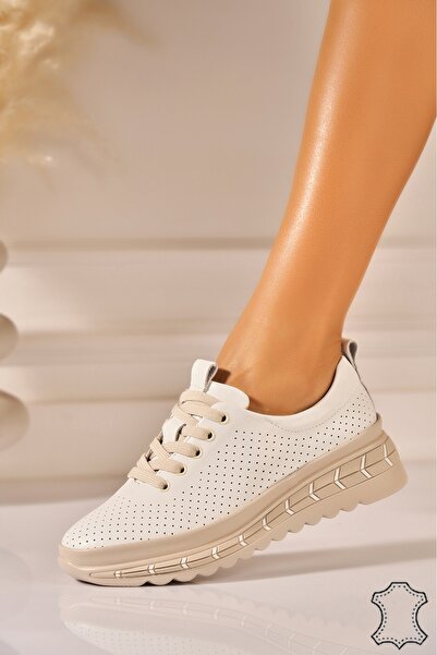 Joana Sneakerși albi din piele naturală Stacia 36