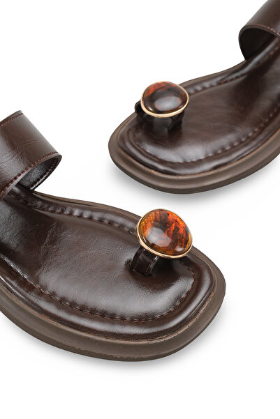 Riccon Women's Flip Flops Slipper 0012286 Brown Rustic