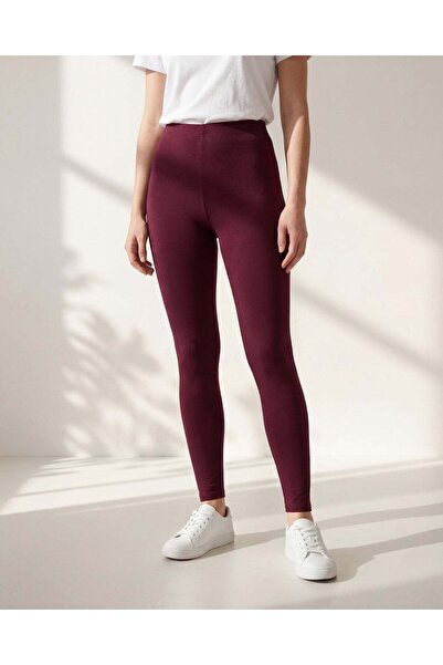 REDTAG Women Burgundy Long Length Leggings